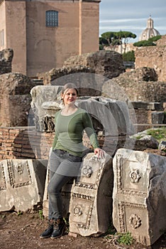 woman in foro romano, Rom, Italy