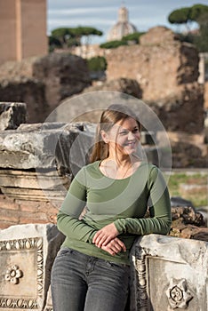 Woman in foro romano photo