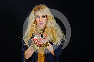 Woman fortune teller with crystal ball portrait