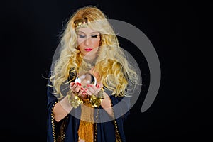 Woman fortune teller with crystal ball portrait