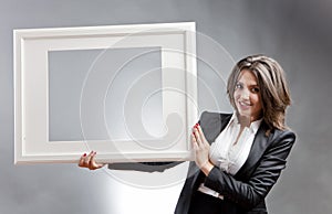 Woman with frame