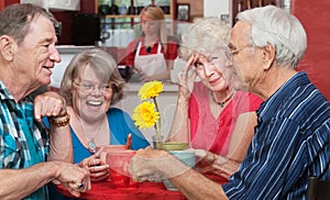 Woman with Friends Holding Head