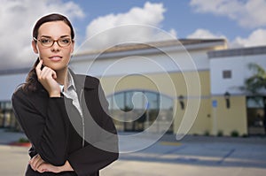 Woman In Front of Commercial Building