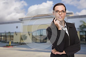 Woman In Front of Commercial Building