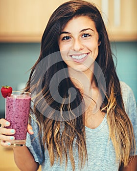 Woman with Fruit smoothie