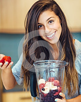 Woman with Fruit smoothie