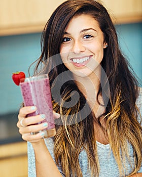 Woman with Fruit smoothie