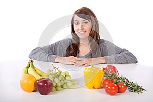 Woman fruit and vegetables