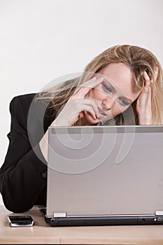 Woman frustrated with computer