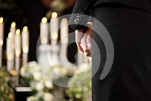 Woman at funeral mourning