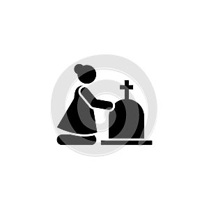 Woman funeral widow weep icon. Element of pictogram death illustration