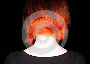 Woman with funky hair style on black background