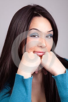 Woman with funny face expression