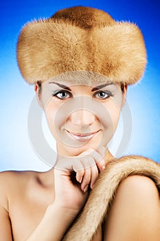 Woman in fur cap