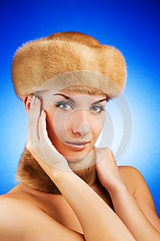 Woman in fur cap