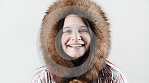 Woman in fur hood