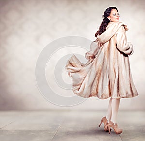 Woman in Fur Mink Coat