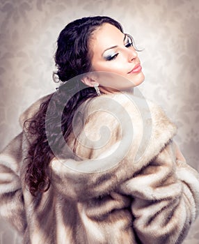 Woman in Fur Mink Coat