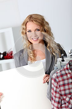 Woman in garment store