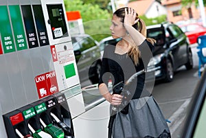 Woman in gas station