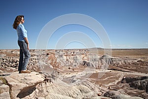 A Woman Gazes at Petrified Forest