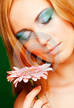 woman with gerber flower