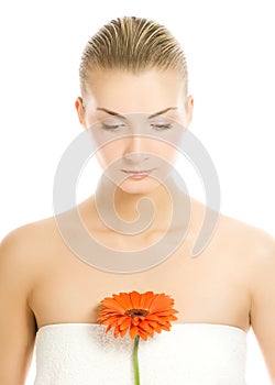 Woman with gerber flower