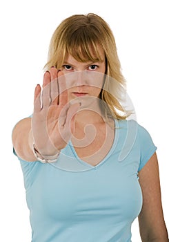 Woman gesturing stop