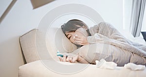 Woman get sick and fever photo