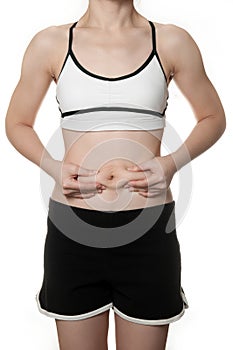 Woman getting fat belly