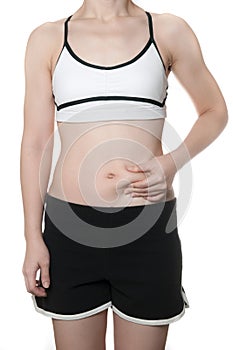 Woman getting fat belly in Sports wear