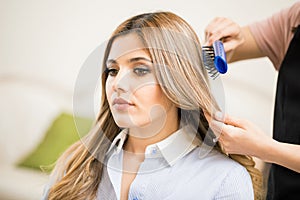 Woman getting her hair done