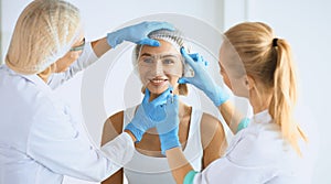 Woman getting injection. beauty injections and cosmetology