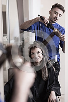 Woman getting a new hairdo