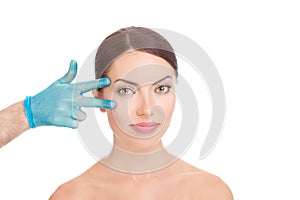 Woman getting ready for eyelid lift plastic surgery