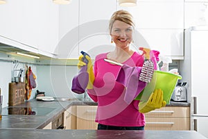 Woman getting ready for spring cleaning