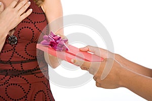 Woman Getting receiving birthday present Gift