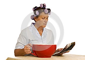 Woman With Giant Coffee Cup For LOTS Of Caffeine