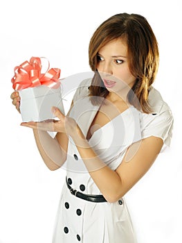 Woman with a gift in her hands