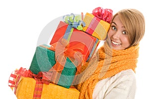 Woman with gifts photo