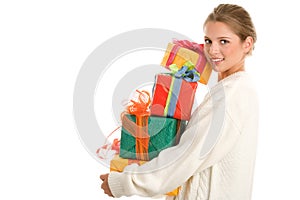 Woman with gifts