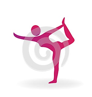 Woman gimnastic fitness sport pose logo vector