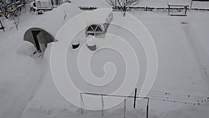 A woman with a ginger cat enters the greenhouse in the garden. Greenhouses in the snow top view