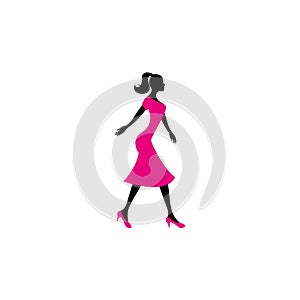 woman , girl in dress , silhouette vector , illustration - Vector