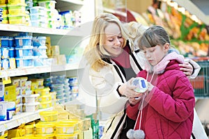 Woman and girl making shopping