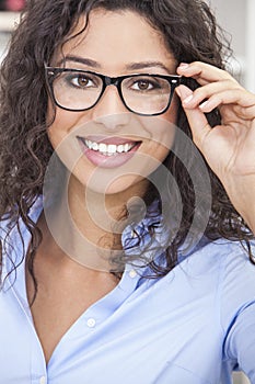 Woman Girl Wearing Geek Glasses