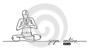 Woman, girl in yoga concentration pose. Vector web banner