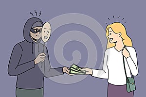 Woman give money to scammer