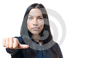 Woman giving an equal thumb gesture