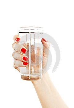 Woman giving a glass with water to patient